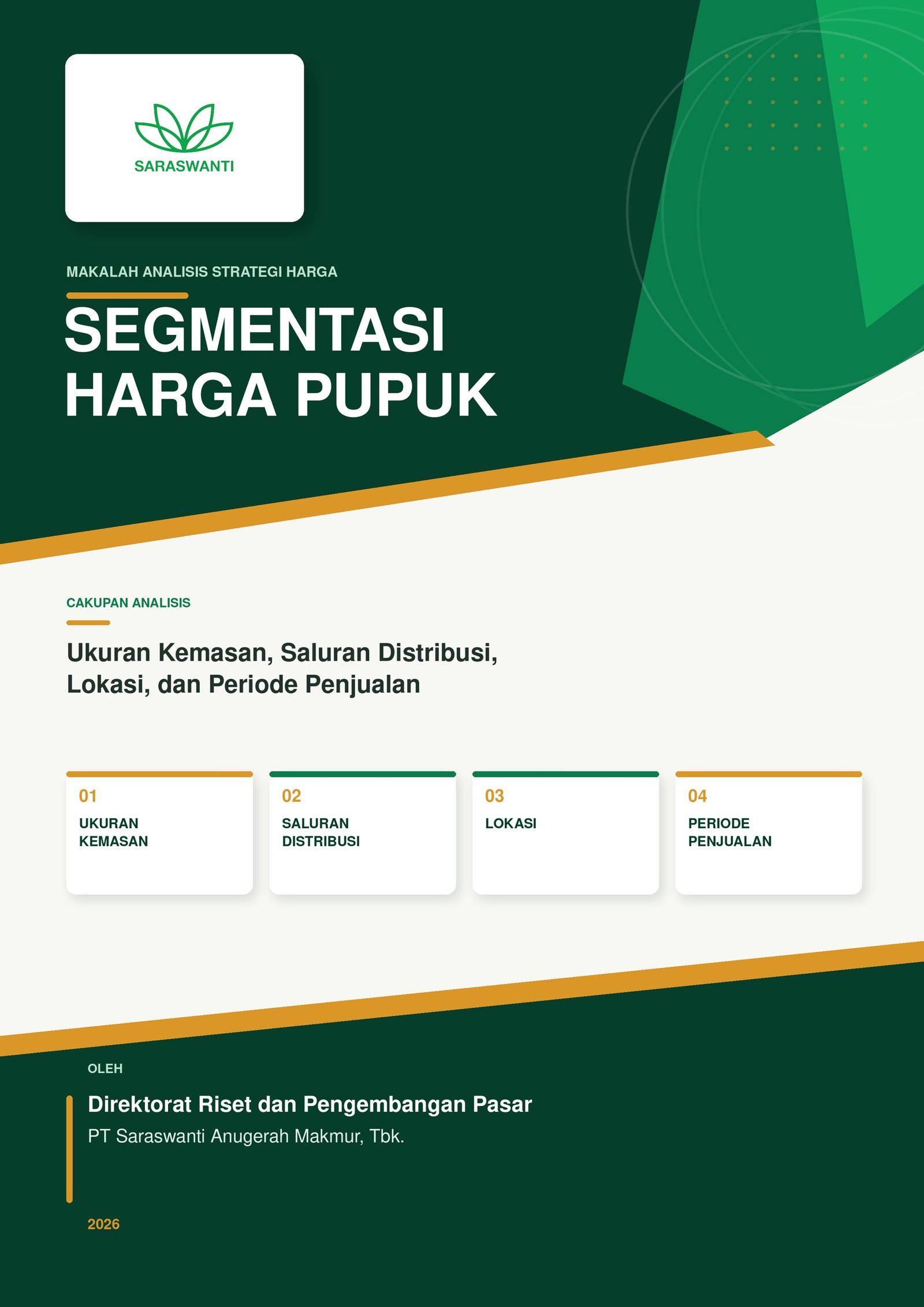 Cover Segmentasi Harga Pupuk: Ukuran Kemasan, Saluran Distribusi, Lokasi, dan Periode Penjualan